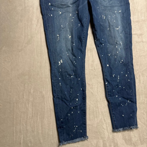 GUESS Women's Blue Denim Jeans Paint Splatter Distressed Frayed Hem Size 28 - Picture 8 of 10